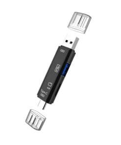 USB |0 Type C 5 en 1 Lecteur de Carte Mémoire Adaptateur de TéLéPhone Portable Noir