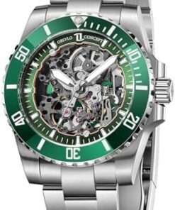 OBLVLO Montre Automatique Luxe Hommes Squelette Super Lumineux Étanche
