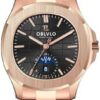 OBLVLO Montres Hommes Automatique Phase Lune Luxe 316L Acier Or Rose FM-SL-DD