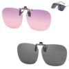 Clip Solaire Trsnzul Gris pour Lunettes de Vue Femelles Voyages Conduite 2 Pièces