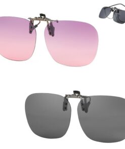 Clip Solaire Trsnzul Gris pour Lunettes de Vue Femelles Voyages Conduite 2 Pièces
