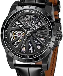 OBLVLO Montre Automatique Luxe Hommes Militaire Squelette Étanche RMS-U