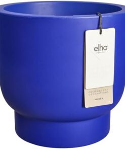 Elho Amber Grail 58 Pot de Fleur 100% Recyclé Intérieur Extérieur Ø58xH55cm Bleu Royal