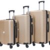 Valises HOMEROKK PARIS Lot de 3 I Coque Rigide ABS I Serrure à Code I Roues 360° I Champagne