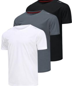 CSQTONGAN Lot de 3 T-Shirts de Sport Fonctionnels À Manches Courtes Séchage Rapide Respirant pour Homme - Idéal pour la