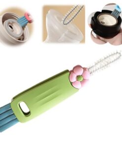 Brosse de Nettoyage 3 en 1 pour Couvercles de Biberons Multifonctionnelle - Nettoyage Espace Restreint, Idéal pour Paren