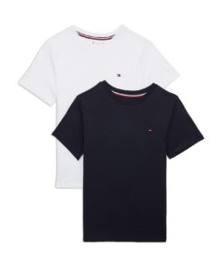 Tommy Hilfiger T-Shirts Enfants Manches Courtes Lot de 2 Col Rond Confortables pour Enfants T-Shirt Set Kids Short Sleev