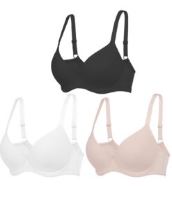 Mourzaor Lot de 3 Soutiens-Gorge Push-up Confortable pour Femme avec Soutien Anti-affaissement et Chercheurs d'Attention
