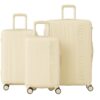 Pierre Cardin Set de 3 Valises Rigides Berlin pour Voyageurs Émotionnels Évasion Urbaine Tailles S/M/L Ivory