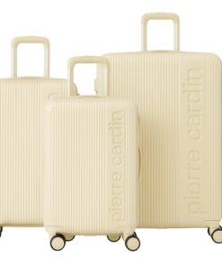 Pierre Cardin Set de 3 Valises Rigides Berlin pour Voyageurs Émotionnels Évasion Urbaine Tailles S/M/L Ivory