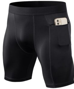Jungerhouse Homme Short de Compression Séchage Rapide Collant Legging de Sport Short Court avec Poche à Fermeture éclair