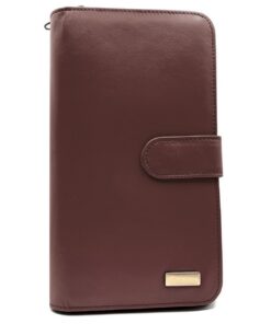 Charmoni Porte Chéquier Talon en Haut - Portefeuille Blocage Anti RFID - Marron (Femme/Homme)