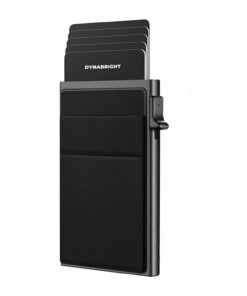 FDDU Porte-Cartes Pop Up avec Portefeuille RFID, Porte-Cartes en Aluminium Noir Cuir Carbone, pour Étui de Carte et Monn