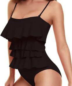 Maillot de bain 1 pièce JFAN femme amincissant silicone volants taille grande cena
