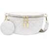 HNOOM Sac à main femme cuir PU, blanc, ajustable, portable, femme, sac bandoulière, porte-monnaie amovible, téléphone po