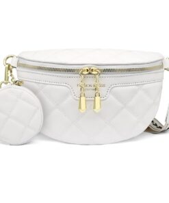 HNOOM Sac à main femme cuir PU, blanc, ajustable, portable, femme, sac bandoulière, porte-monnaie amovible, téléphone po