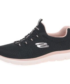 Baskets Skechers Summits Chic pour Femme Élégantes Bordure Maille Rose Clair 38 EU