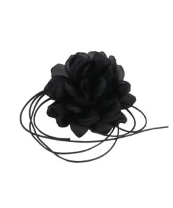 Collier Hifot Fleurs Ras De Cou Reglable Femmes Noir et Rose pour Mariée Mariage Anniversaire Fête