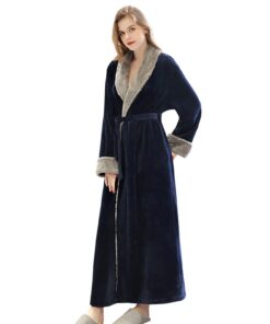 Robe De Chambre Femme Polaire Longue Chaude OEKO-TEX STANDARD 100 pour Hiver Robe De Chambre Femme Douce Polaire Longu