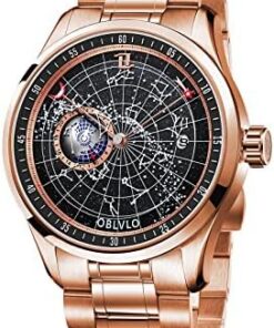 OBLVLO Montre Automatique Luxe Hommes Acier Inoxydable Étanché Lumineux Terre Étoile GC-SW