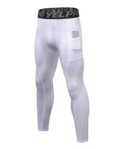 Ruowuhen Legging Sport Homme Séchage Rapide, Pantalon de Compression avec Pocket, Idéal pour Course et Cyclisme
