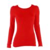 Charmoni Pull sous Pull Femme Rouge - Taille Unique - Coupe Classique - Léger et Extensible - Col Rond à Manches Longues