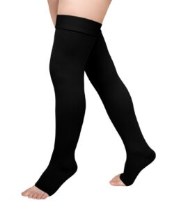 PUTUO Bas de Contention Cuisse Femme Grands Tailles Homme - Compression Médicale Ouverts aux Orteils Bande Antidérapant