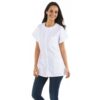 KODAMA Tunique Médicale Blanche Col Rond Facile d'Entretien - Boutons Pression - Blouse Professionnelle Femmes Manche Co