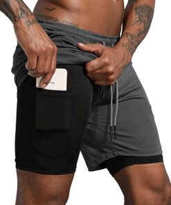 LBL Short Homme Sport Séchage Rapide avec Poche Double Couche Léger Fitness