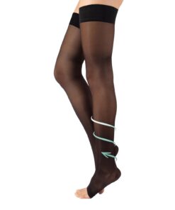 CalzItaly Autofixant Médical Pointe Ouverte Compression Forte | Noir | XL | 140 DEN | Made in Italy | Sans Marque OEKO-T