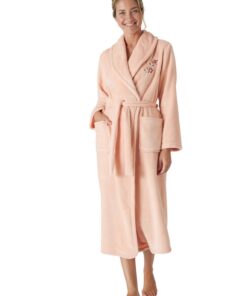 Robe de chambre longue maille douce DAXON - Femme - Polyester 100% - Taille L - Blanche - Idéale pour se détendre à la m