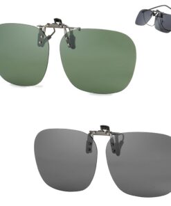 Trsnzul 2 Pièce Solaire Clip pour Femmes Lunettes de Vue, Clip Carré Lunettes de Soleil Clip Solaire Gris, Accessoire So