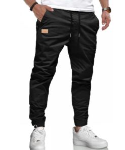 LIUPMWE Hommes Pantalon Chino Élasticité Grande Taille Pantalons Casual Jogging Coton Taille Élastique avec Poches de Co
