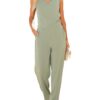 CUPSHE Combinaison d'été ample pour femme - Col en V - Jambes larges - Bretelles spaghetti - Sans manches - Pantalon lon