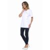 Tunique médicale KODAMA blanche femme col cache-coeur asymétrique cordon de cintrage petite taille