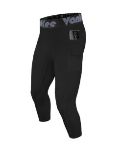 VanKee Pantalon De Compression 3/4 avec Poches pour Hommes | Legging De Sport à Évacuation d'Humidité et Séchage Rapide