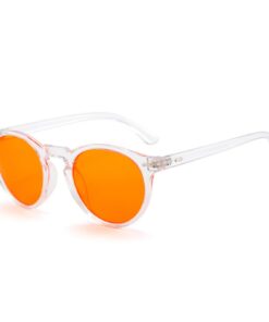 Long Keeper Lunettes Anti Lumière Bleue Homme Femme Orange Retro pour Gaming PC Filtre Bleu Rondes Anti Fatigue