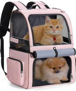 Lekesky Sac de transport double pour 2 chats, sac à dos adapté pour animaux de compagnie, sac robuste pour 2 petits chat
