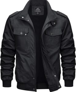MAGCOMSEN Blouson Cargo Militaire Homme Léger Coupe-vent en Coton Mi-saison Mi-saison Déstressant Multipoches