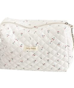 Trousse de Toilette Matelassée Starnearby Femme en Coton Doux, Pochette de Maquillage Fleurie, Pochette Matelassée pour
