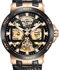 OBLVLO Montres Automatiques en Or Cadran Squelette Luxe