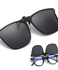 HQRKOTM Lunettes de Soleil Polarisées - Clips Solaires pour Hommes et Femmes - NUIT ET ACTIVITÉS DE PLEIN AIR - Noir