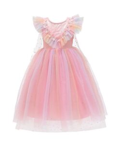 Robe de princesse licorne fille Lito Angels Taille 2-10 ans - Bleu arc-en-ciel pour enfant