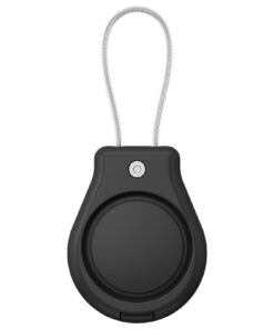 Coque Wanme Compatible Airtag Noir - Protection Rigide avec Cordon Sécurité pour Objets de Valeur