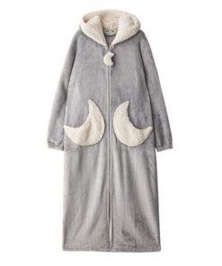 Sulenstone Peignoir Femme Polaire Hiver Chaud Fermeture Eclair Doux Matelassé