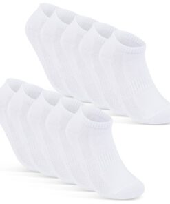 Chaussettes Basses Lot de 10 Paires Homme Femme Respirantes en Maille Coton OEKO-TEXBLACK, BLANC, GRIS