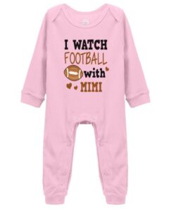 Tiansiaben Body À Manches Longues En Cotonavec Inscription « I Watch Football With My Mimi » Pour Bébé