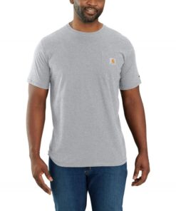 Carhartt Force® T-Shirt À Manches Courtes Mi-épais avec Poche Coupe Décontractée T-Shirt Utilitaire de Travail Homme
