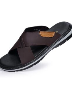MGGMOKAY Comfortable and Lightweight Men's Slide Sandals,Cuir Sandales,Hommes
