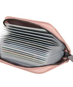 LUFFLOK Porte-Cartes Unisexe PU Similicuir, Rose, Contient Jusqu'à 20 Cartes pour ID et Banque